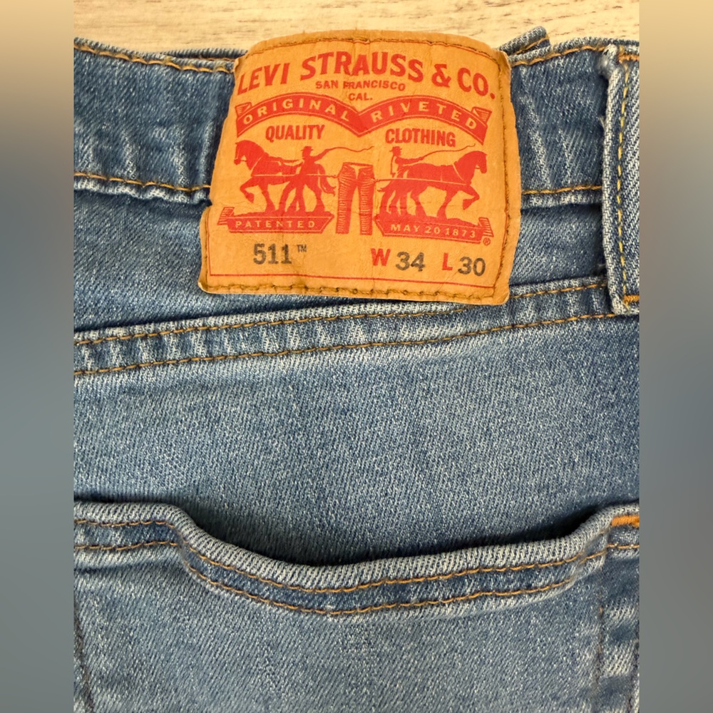 Levi's 511 Slim Fit Men's Denim Jeans Light Blue Wash 34x30 - Picture 4 of 5